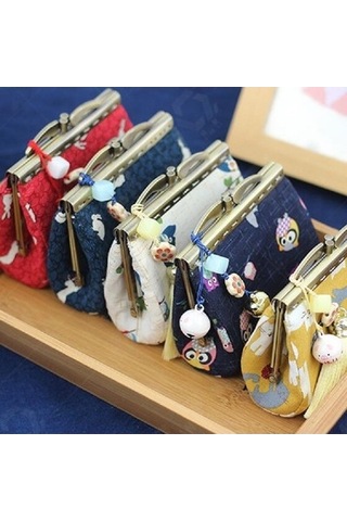 Linjinxu El Yapımı Kumaş Ve Tüyer Altın Çanta Bayan Retro Madeni Para Kesesi Mavi Diğer Diğer