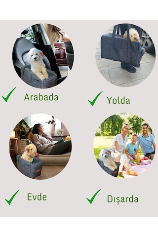 3 Fonksiyonlu Konsol Taşıma Çantası-köpek Araba Koltuğu-köpek Yatağı-evde Dışarda Arabada Gri Kazayağı