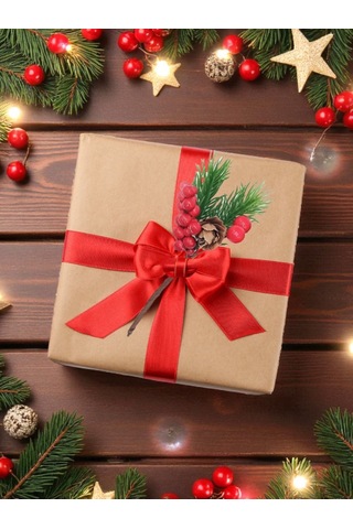 Kokina Yılbaşı Çiçeği, Yapay Çam Kozalaklı Kiraz Demeti, Yeniyıl Dekoratif Ev Süsü, 13 Cm - 1 Adet