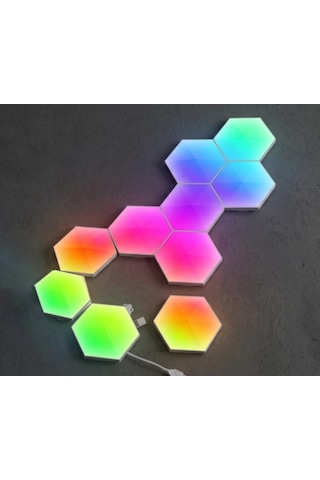 Zoko Led Altıgen 10 Parça Sese Duyatlı Duvar Led Dekor Beyaz