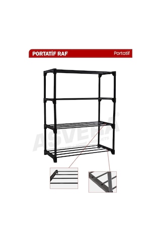 Tr Teno 4 Katlı Kalın Metal Borulu Çok Amaçlı Raf Organizer - Ayakkabılık Ve Kitaplık Diğer