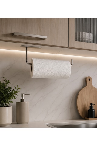 Kağıt Havluluk, El Yapımı Havlu Askısı, Mutfak Ve Banyo Aksesuarları, Ömürlük 304 Paslanmaz Çelik Gümüş