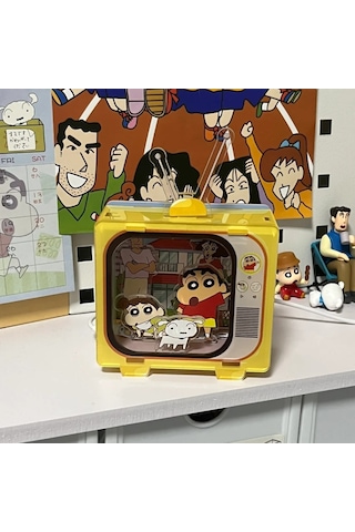 Reedark Shin-chan Akrilik Gece Lambası - Tv Desenli, Sarı Işık, Hediye Çantası İle - Öğrenci Odası Dekoru, Kado Hediyesi Diğer