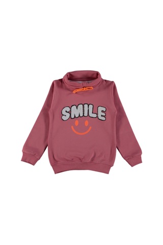 Milenawear By Milena Kız Çocuk Smile Baskı Sweatshırt Nar Çiçeği