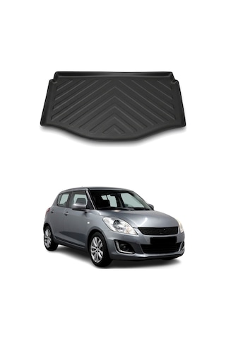 Suzuki Swift 2008-2016 Arası Uyumlu Araca Özel Kauçuk Tpe Bagaj Havuzu Siyah 2 Kademeli Bagaj İçin