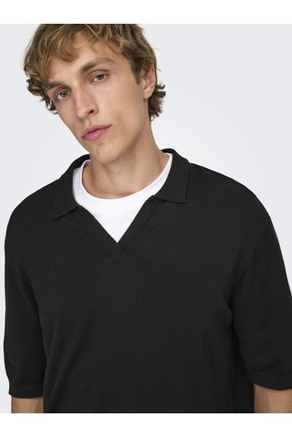 Only & Sons Onswyler Lıfe Rlx 12 Ss Splıt Knıt Noos Erkek Siyah Kazak - 22036158