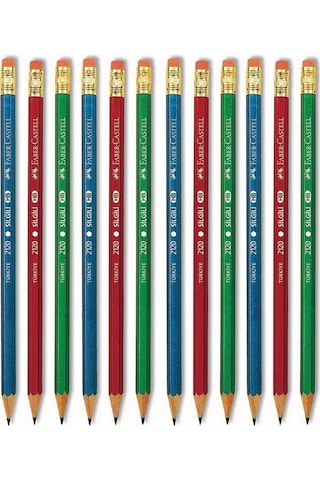 Kurşun Kalem Silgili Mercanlı 12 Adet Çok Renkli