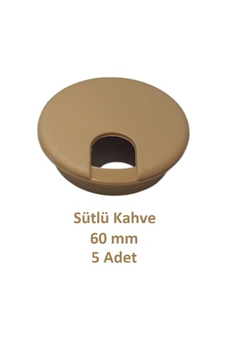 Masa Üstü Kablo Kanalı Deliği Kapağı, Sütlü Kahve, Masa Kapağı, 6 Cm, 5 Adet