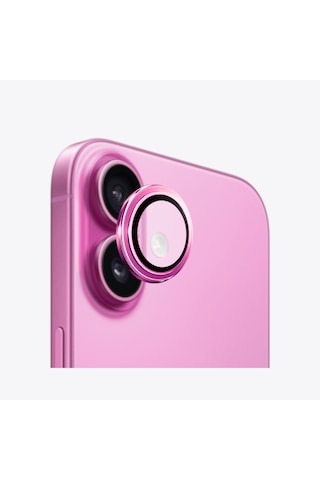 Safeus Safir Temperli Kamera Lens Koruyucu Apple Uyumlu iPhone 16 Plus Ve İle Pembe