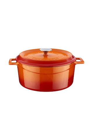 Döküm Yuvarlak Tencere, Trendy, 28 Cm, 6.71 L Hacim, Turuncu Çok Renkli