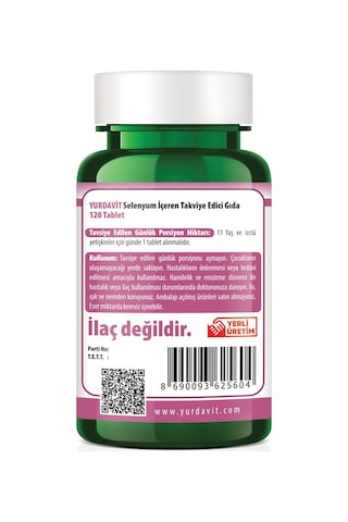 Yurdavit Selenium L-Selenometionin 200 Mcg 120 Tablet