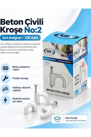 Beton Çivili Kroşe No:2 2x4 Antigron 100 Adet Crchmgo Renkli