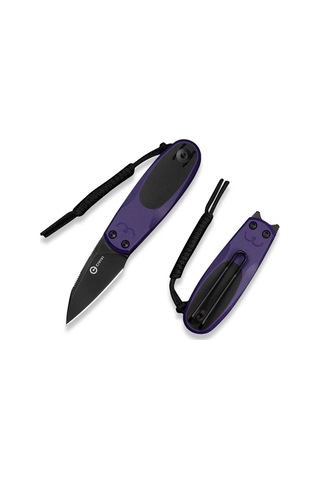 Civivi Purr Purple & Black G10 Handle Black Stonewashed Nitro-v Blade Kamp Çakı Mor