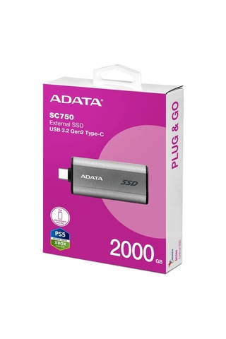 Adata 2000gb Sc750 Taşınabilir Usb 3.2 Gen2 Type-c Ssd Harici Disk Kdo