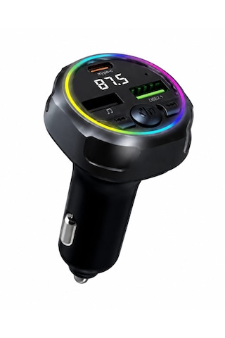 Rio Tech Araç Fm Vericisi Bluetooth 5.0 Type-c Qc3.0 Hızlı Şarj 48w Çift Usb