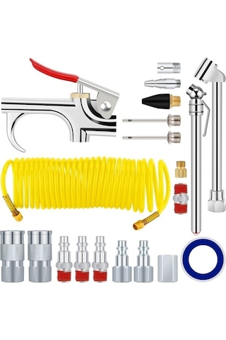Tongxida 20'lu Hava Kompresörü Seti 7.5m Bobin Naylon Hortumlu 1/4 İnç Npt Hava Alet Kiti