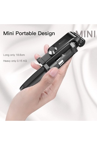 Cbtx Yesido Sf11 Geri Çekilebilir Bluetooth Tripod Telefon Canlı Yayın Selfie Stand Siyah