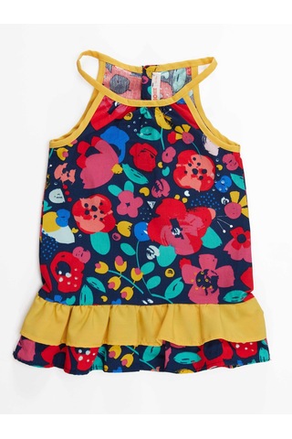Denokids Çiçekli Kız Bebek Poplin Elbise