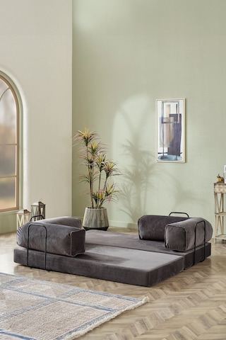 Dekoport Relax Kanepe Dinlenme Koltuğu Puffy Kanepe Yatak Olabilen Açılır Aktivite Koltuğu Antrasit
