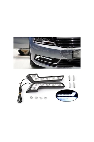 Üniversal 6 Led Mercedes Tip Gündüz Ledi Araba Gündüz Farı Araç Oto Drl Led Lamba Güçlü Işık 12v Su Geçirmez Beyaz 2 Adet 00 Şüscaroto Aksesuar