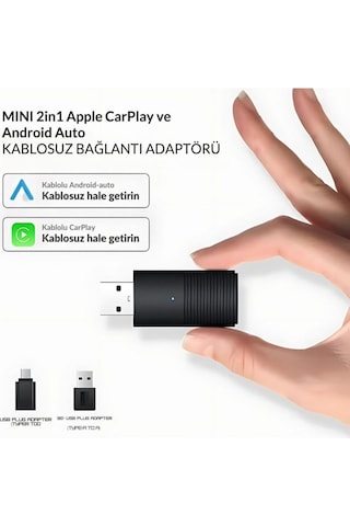 Dark 2 İn1 Kablosuz Carplay Ve Android Auto Adaptörü