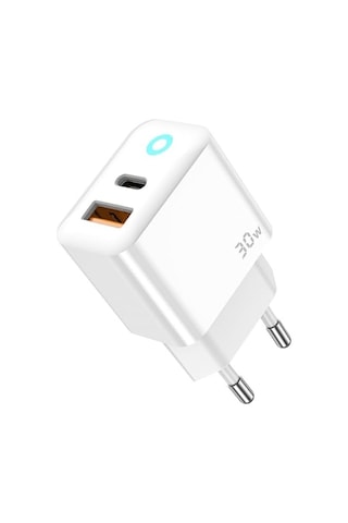 Blue Moon Pd 30watt Hızlı Şarj Aleti, A + C Girişli, Beyaz, Usb A Ve Type C Çıkışlı
