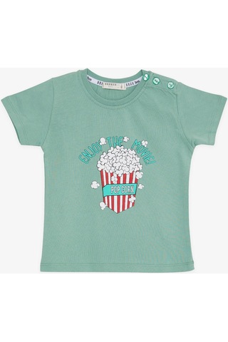 Breeze Girls & Boys Erkek Çocuk Tişört Pop Corn Baskılı 2-6 Yaş, Mint Yeşili-mint Yeşili Mint