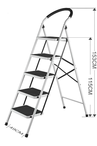 5 Basamaklı Katlanır Merdiven Kaymaz Geniş Basamaklı Ev & Mutfak Tipi 150 Kg Kapasite Emniyetli 1 Adet