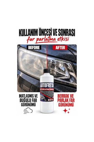 Autofresh Far Temizleme Solüsyonu Oto Far Parlatma Sıvısı Araç Far Yenileme 800 Ml