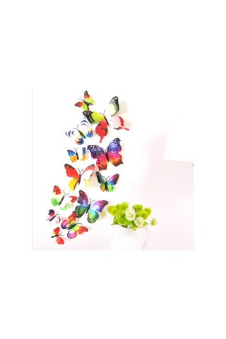 Tenfowee 12 Adet İki Katlı 3d Pvc Kelebek Duvar Sticker, Renkli Dekoratif Magnetlı Duvar Tablo, Çocuk Odası Bahçe Dekoru Hediyelik Renkli