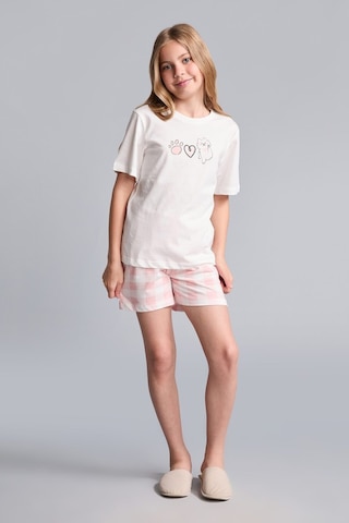 Defacto Regular Fıt Şortlu 2li Ekru Pijama Takımı Kız Çocuk I1574a826smer2 Ekru-er2