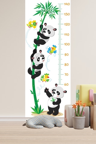 Boy Ölçer Sticker Sevimli Pandalar Ve Kuşlar Temalı