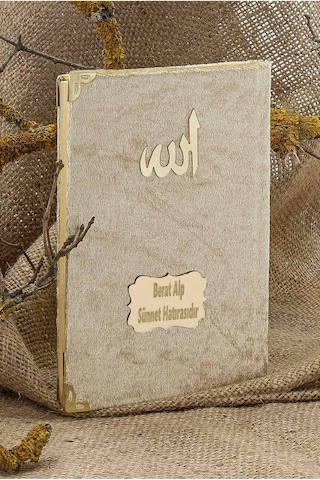 25 Adet - İsme Özel Kadife Kaplı Yasin Kitabı - Mevlüt Hediyesi - Çanta Boy - 128 Sayfa - Gold Gold