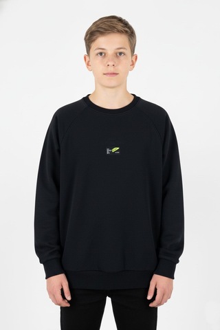 Kanguru Cepli Baskılı Detaylı Erkek Çocuk Sweatshirt-90884 Siyah