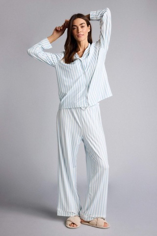 Defacto Regular Fit Pijama Yaka Uzun Kollu Üst G1980ax26spbe772 Mavi-be772