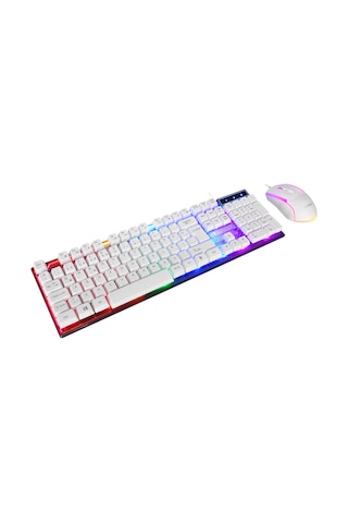 Everest Km-198 Luminax Beyaz Gökkuşağı Aydınlatmalı Q Gaming Oyuncu Klavye + Mouse Set Optik