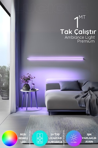 Led Işık Rgb Kumandalı Dimmer Light Tak Çalıştır Plus