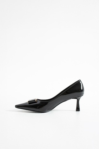 315251140-1 Siyah Suni Rugan Topuklu Kadın Ayakkabısı Siyah