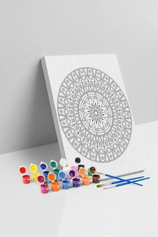 Geometrik Mandala Ahşap Boyama Seti 40x50 Cm