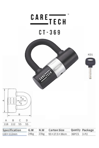 Caretech Ct-369 Motosiklet Ve Bisiklet İçin Disk Kilidi