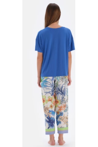 Eros 33530 Kısa Kol Kadın Pijama Takımı Saks Mavi