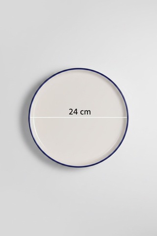 6'lı Toledo Servis Tabağı 24cm Rim Lacivert Rinart Krem 6'lı Toledo Servis Tabağı 24cm Rim Lacivert Rinart Krem
