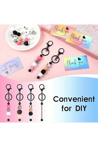 Gatherco Boncuklu Anahtarlık Çubukları Boncuklu Kendin Yap Boş Anahtarlıklar Boncuklu Anahtarlık El Sanatları İçin Metal Boncuklu Anahtarlık