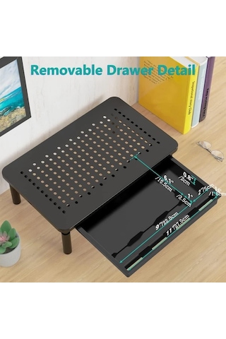 Xuweiwei Siyah Depolama İle Ergonomik Monitör Standı Hava Kanalı Alan Tasarruflu Masa Üstü Yükseltici 19.96 Kg Kadar Alüminyum Alaşım