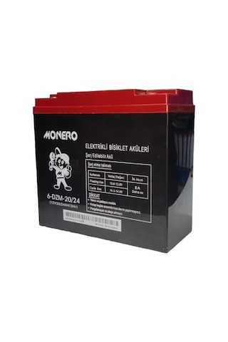 Monero 12v-20 Amper Dik E-bıke Akü 6'lü Paket 24 Amper Ebatlarında Ebatlar: 180 X 78 X 170mm