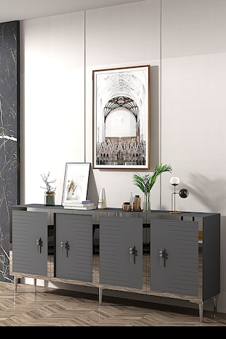 Ka1801as Tuna Konsol, Tv Sehpası Antrasit-sılver 180cm Antrasit/koyu Gri - Sılver