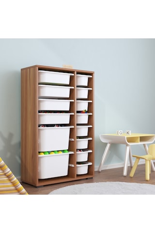 Rine 14 Sepetli Çok Amaçlı Oyuncak Dolabı Tropik Ceviz 2d4k8u Ceviz