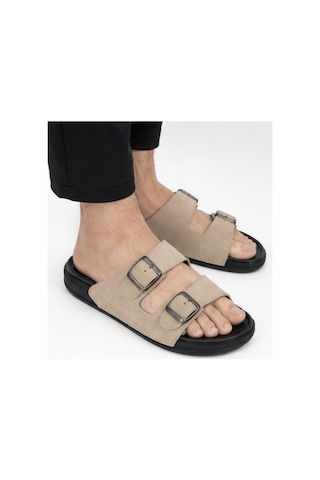 N Napa Shoe Pld.5002e.bej Terlik Napa Shoe Erkek Çift Tokalı Günlük Comfort Terlik Bej