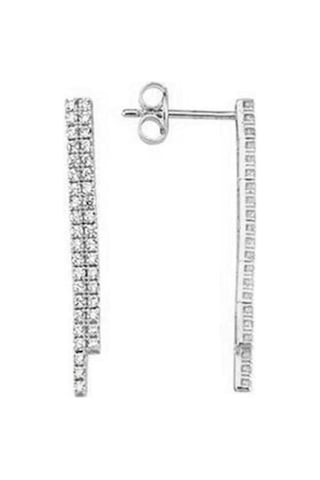 Bilezikci 2 Sıra Su Yolu Beyaz Altın Küpe Kpvr31363