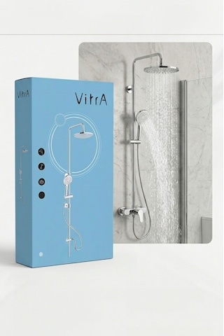 Vitr A Bliss Round 240 Duş Sistemi - Krom A45788 Gri